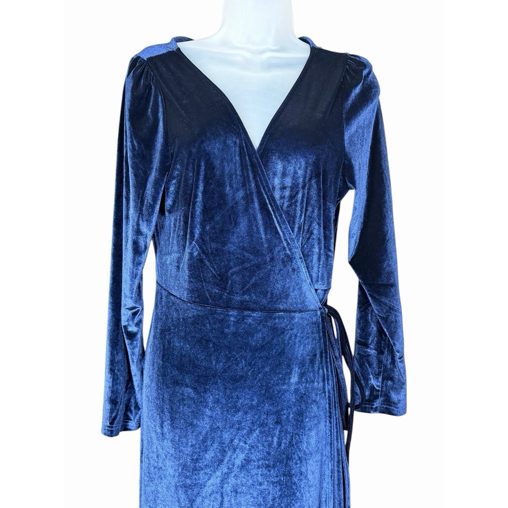 Baltic Born Velvet Wrap Dress NWT Sapphire Blue Long Sleeve Maxi Sz XL Holiday - Picture 2 of 15
